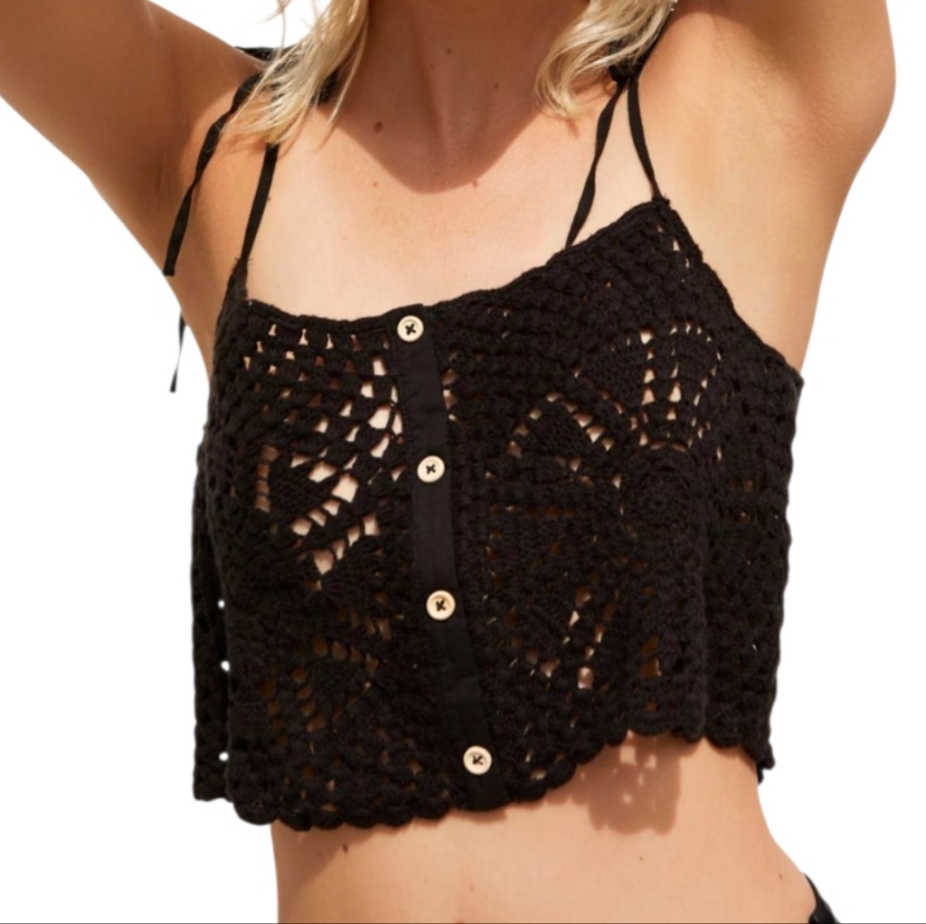 Zara Black Crochet Crop Top